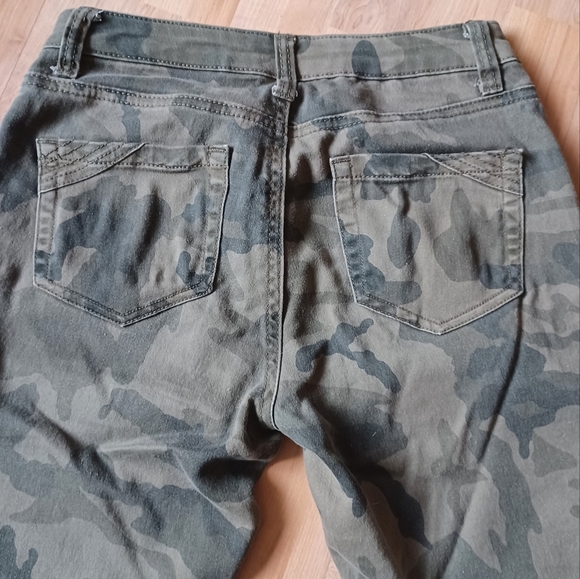 Recruit Jeans Women’s Moto Camo Pants Size 6 Green Gray Slim Fit Combat Cargo - Picture 11 of 12